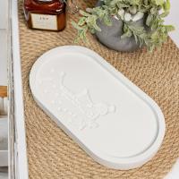 Декоративный поднос из гипса Белый аппликация 