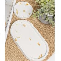 Декоративный поднос с подстаканником Белый поталь 