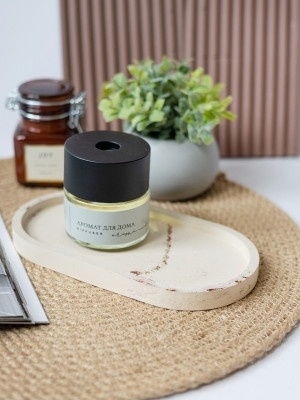 Декоративный поднос из гипса Бежевый с глиттером 