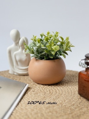 Гипсовое кашпо Кирпичный с искусственным суккулентом 