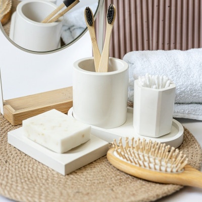 Декоративный набор из гипса Белый ( 4 предмета ) 