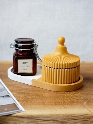 Декоративный набор из гипса Белый / Охра ( 2 предмета ) 