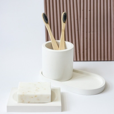 Декоративный набор из гипса Белый ( 4 предмета ) 