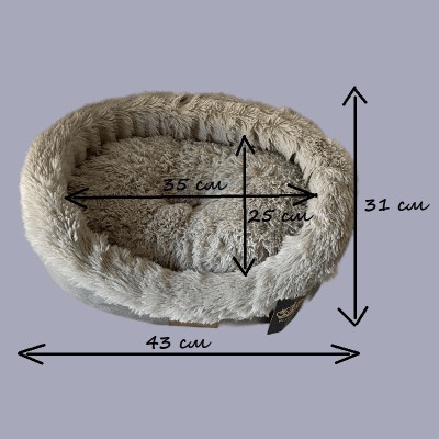 Лежанка для животных Овал меховой замша серая №1 