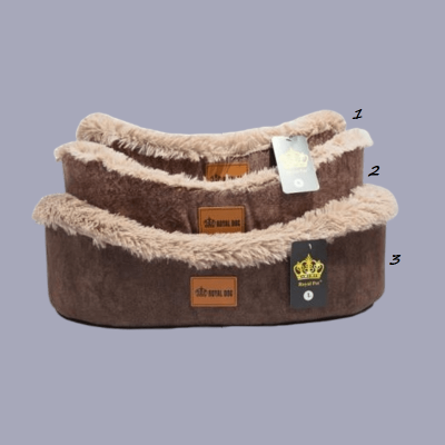 Лежанка для животных Овал меховой вельвет шоколад №2 