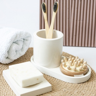 Декоративный набор из гипса Белый ( 4 предмета ) 