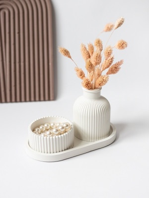 Декоративный набор из гипса Белый ( 3 предмета ) 