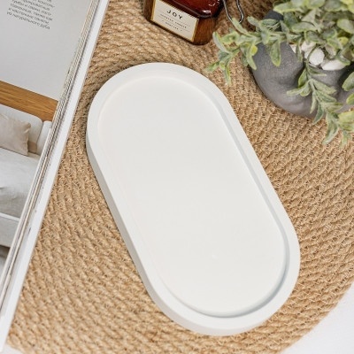 Декоративный поднос из гипса Белый 