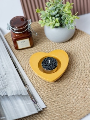 Подсвечник из гипса Сердце Охра 