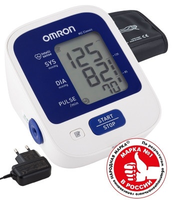 Автоматический тонометр на плечо Omron M2 Classic с адаптером и универсальной манжетой 