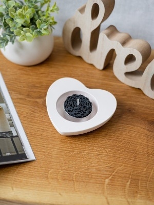 Подсвечник из гипса Сердце Белый 