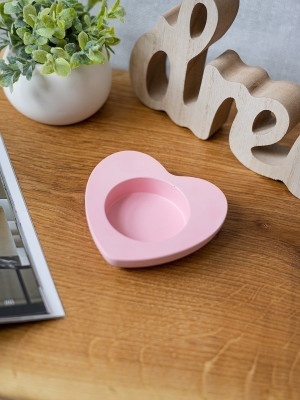 Подсвечник из гипса Сердце Розовый 