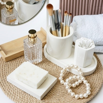 Декоративный набор из гипса Белый ( 4 предмета ) 