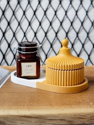 Декоративный набор из гипса Белый / Охра ( 2 предмета ) 